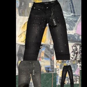 Purple Men's Black Straight Jeans